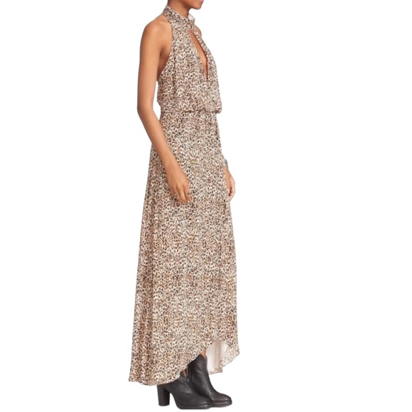 FREE PEOPLE Animal Instincts Flowy High Neck Sleeveless Dress, Black Combo, Sz 4 - Picture 3 of 10